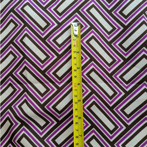 Vintage 60s 70s Funky Retro Fabric, Purple Black Cream Geometric Pattern 44" BTY - Picture 5 of 7